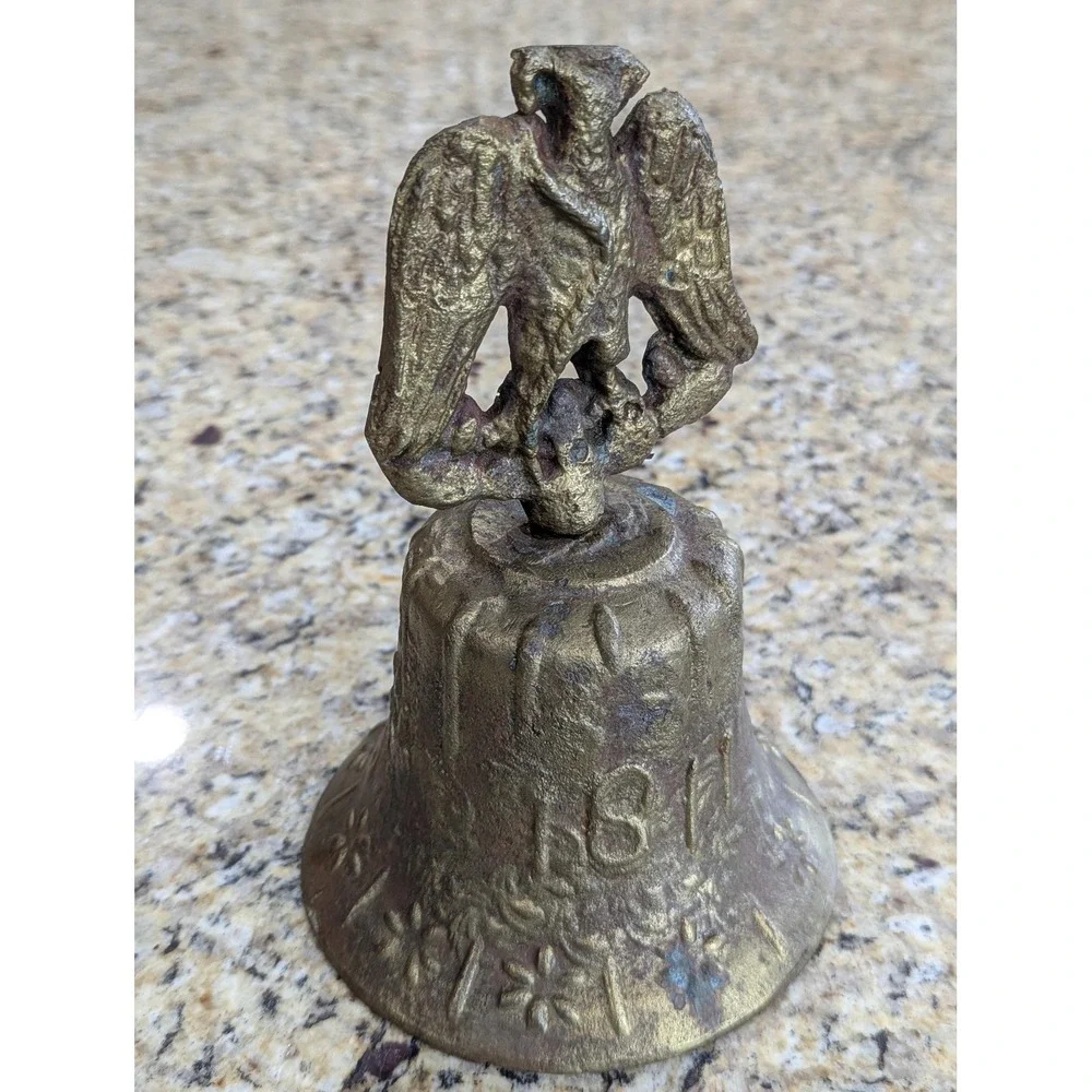 Vintage Mission Bell Gold Mexican Brass Eagle 1811 Decor